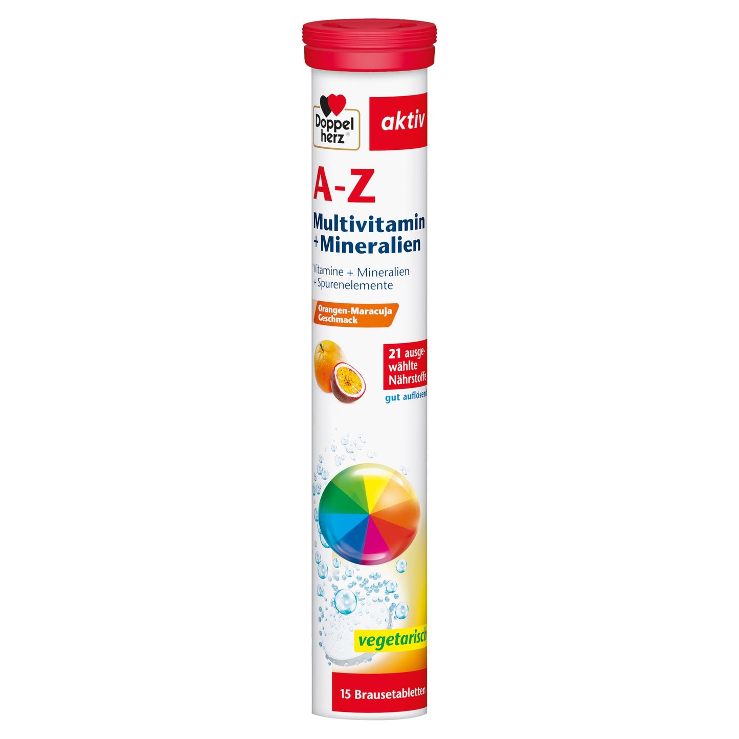 Doppelherz Nahrungsergänzungsmittel aktiv A-Z Multivitamin + Mineralien Orange-Maracuja Brausetablette 15 St./Pack.
