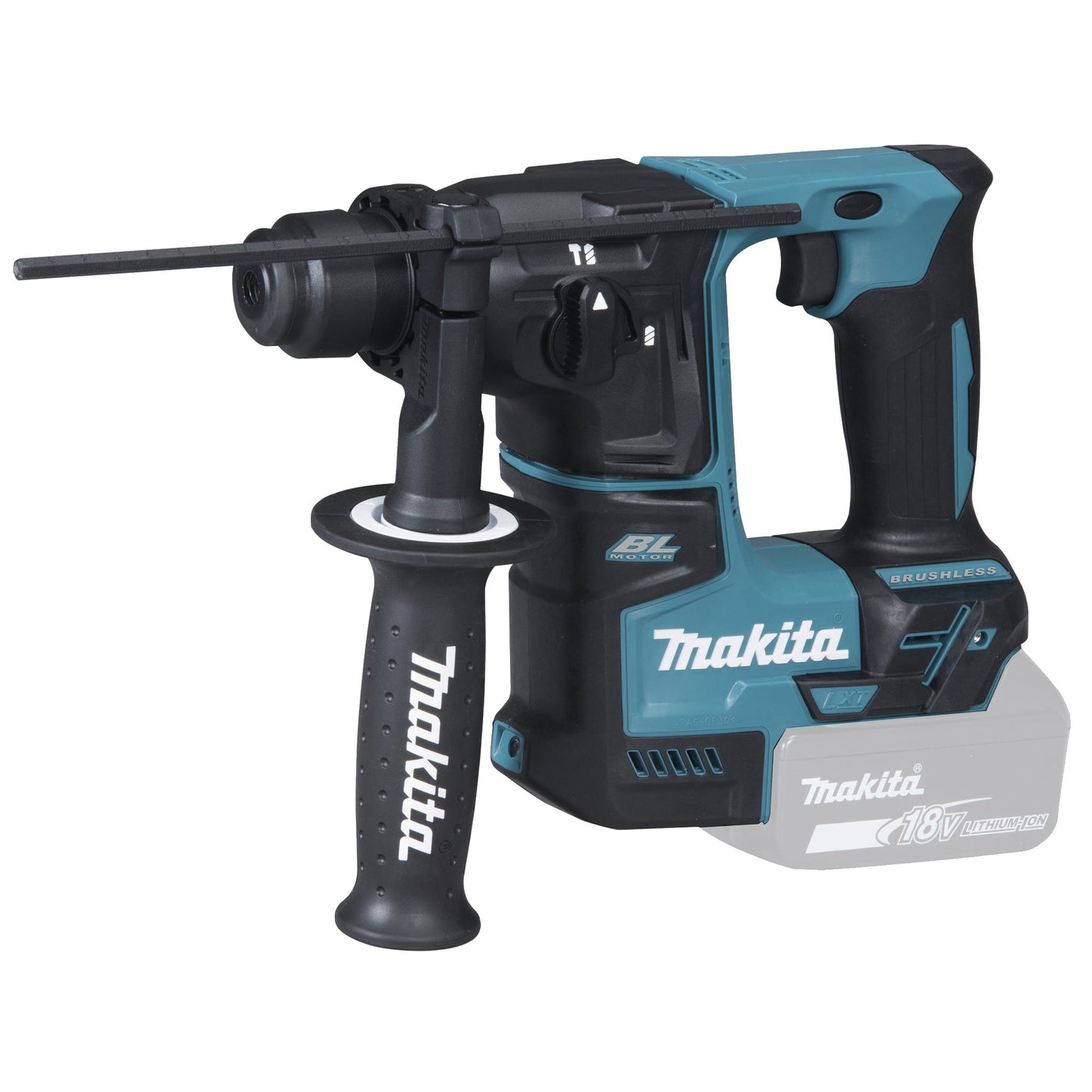 Makita® Bohrhammer DHR171 480W 4.800 U/Min. Akku Zubehör erforderlich erforderliches Zubehör: Makita Akku BL1850B, Akkuladegerät DC18RC, Bohrersatz NEMESIS II B-58992 inkl. Seitengriff 36, Tiefenanschlag