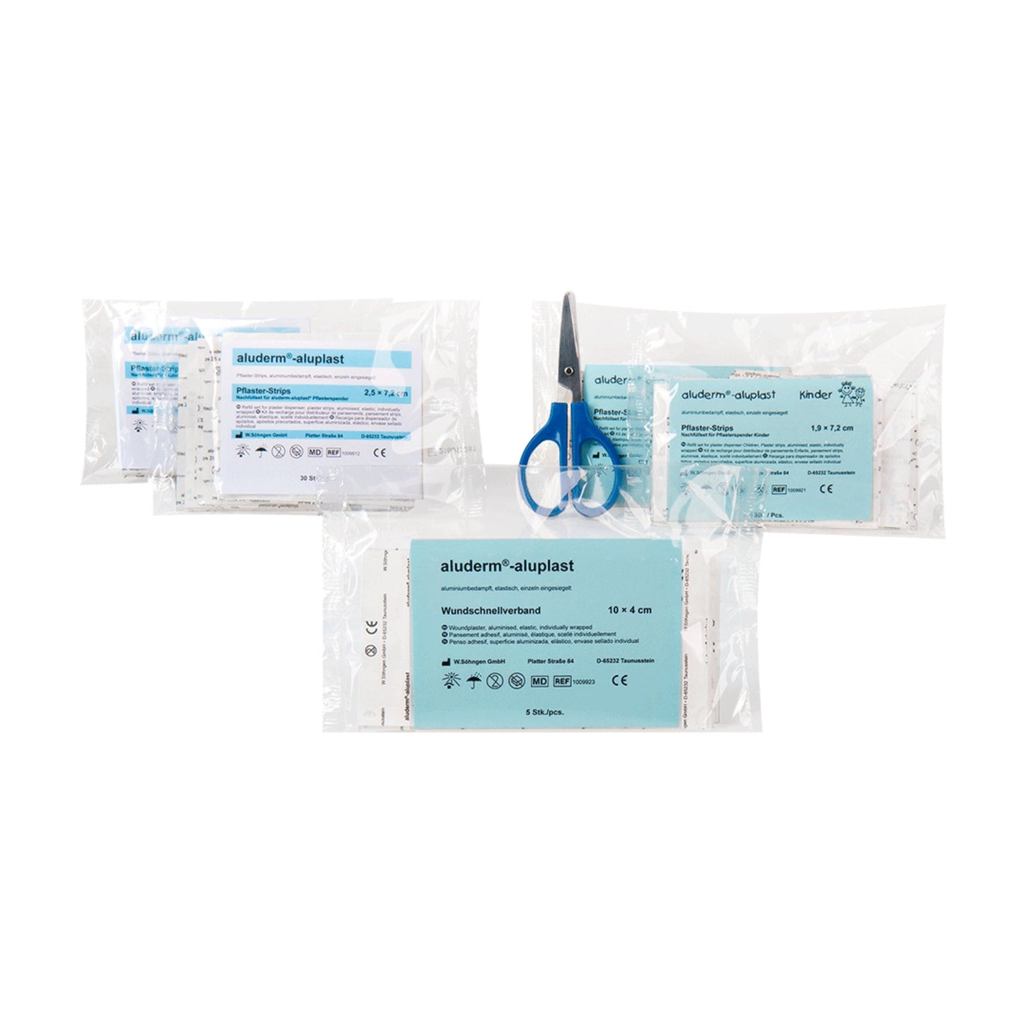 aluderm® Nachfüllset Pflasterspender Kinder aluderm® Pflasterspender Kinder aluderm®-aluplast 1009920 30 Strips 7,2 x 1,9 cm, 30 Strips 7,2 x 2,5 cm, 26 Kinder-Strips Unicorn, 26 Kinder-Strips Space, 10 Pflasterabschnitte 12 × 2 cm Polyestervlies