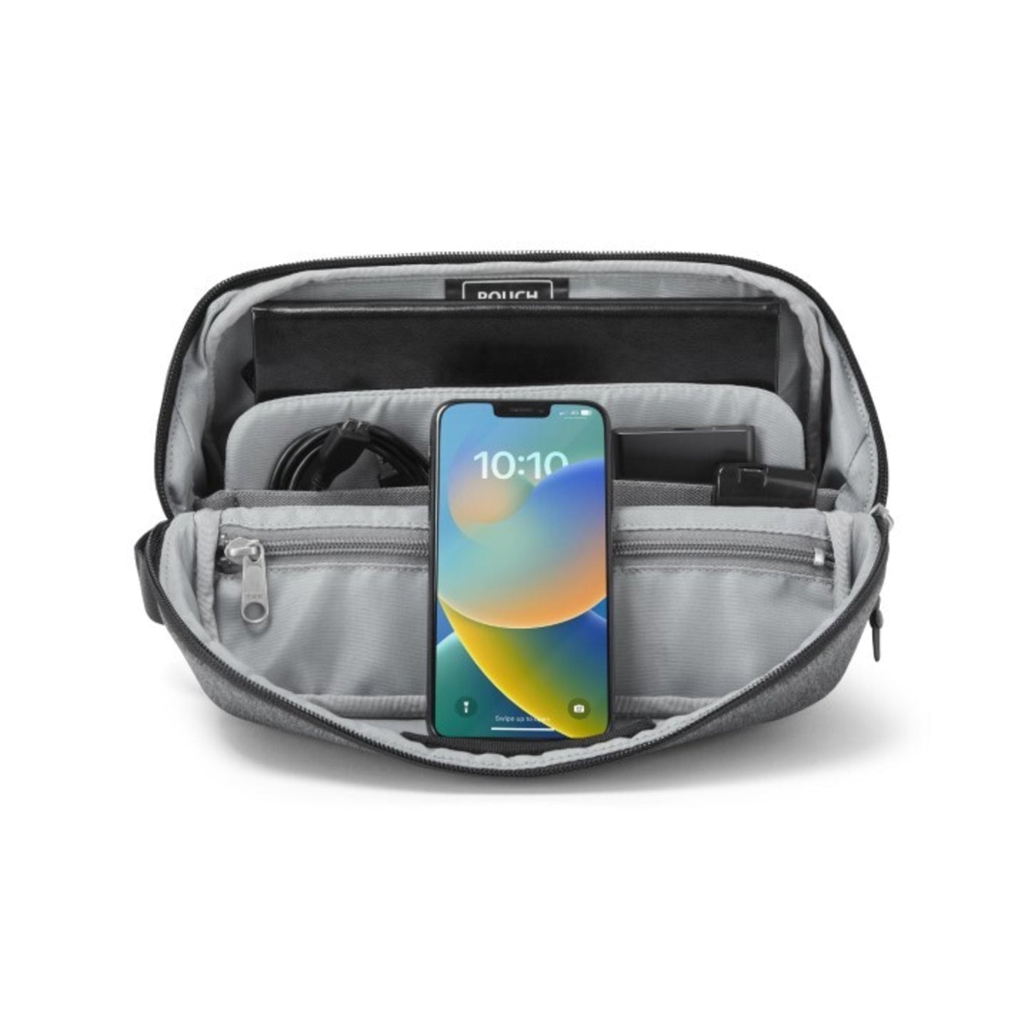 Hotbox Aufbewahrungstasche Utility Pouch Kabel, Ladegeräte 27 x 18 x 8 cm (B x H x T) Reißverschluss Polyester, 100 % recycelt holzkohle