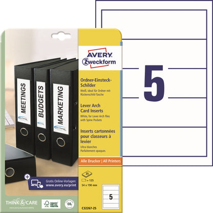 Avery Zweckform Rückenschild breit/kurz 54 x 190 mm (B x H) weiß 125 St./Pack.