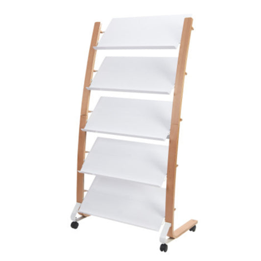 ALBA Prospektständer Design 86 x 165 x 52 cm (B x H x T) weiß 5 Fächer