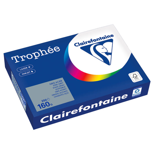 Clairefontaine Kopierpapier Trophée Color DIN A4 160g/m² elementar chlorfrei gebleicht, holzfrei stahlgrau 250 Bl./Pack.