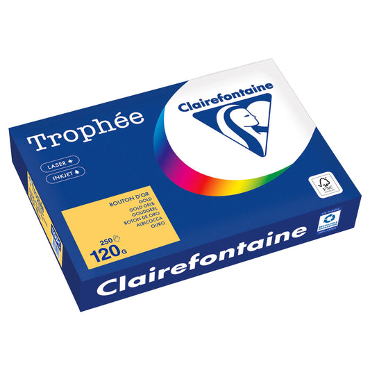Clairefontaine Kopierpapier Trophée Color DIN A4 120g/m² elementar chlorfrei gebleicht, holzfrei goldgelb 250 Bl./Pack.