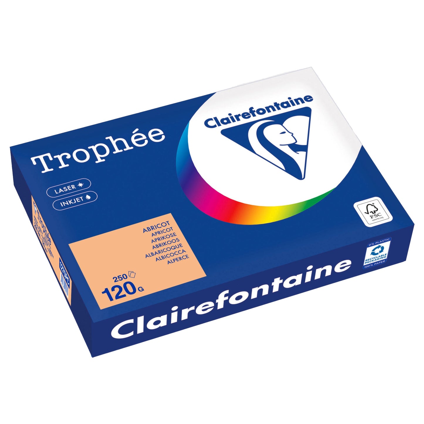 Clairefontaine Kopierpapier Trophée Color DIN A4 120g/m² elementar chlorfrei gebleicht, holzfrei aprikose 250 Bl./Pack.