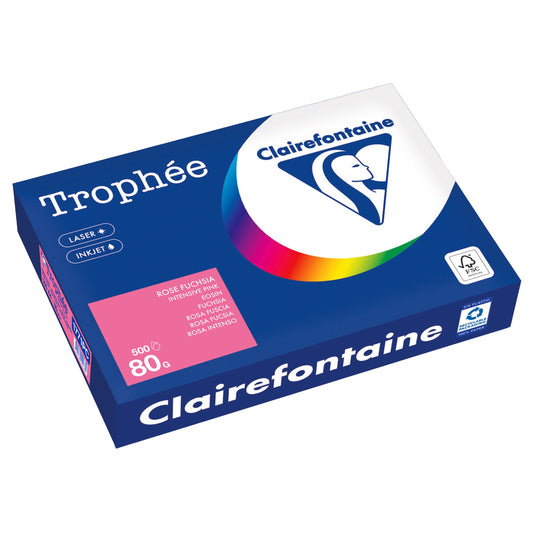 Clairefontaine Kopierpapier Trophée Color DIN A4 80g/m² elementar chlorfrei gebleicht, holzfrei eosin 500 Bl./Pack.