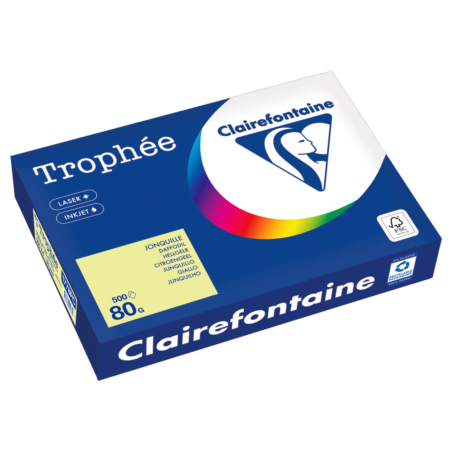 Clairefontaine Kopierpapier Trophée Color DIN A4 80g/m² elementar chlorfrei gebleicht, holzfrei hellgelb 500 Bl./Pack.