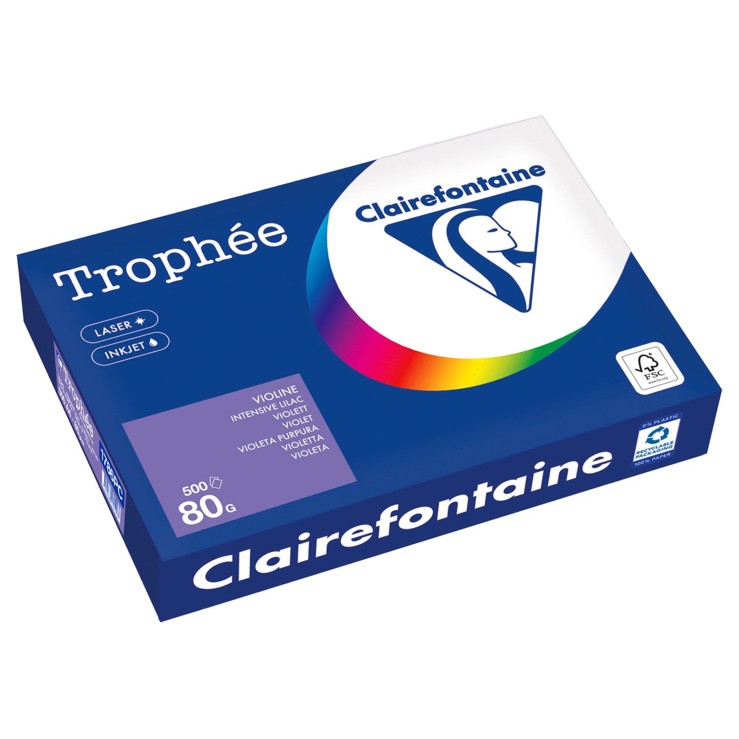 Clairefontaine Kopierpapier Trophée Color DIN A4 80g/m² elementar chlorfrei gebleicht, holzfrei violett 500 Bl./Pack.