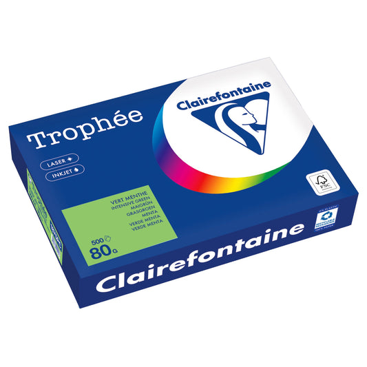 Clairefontaine Kopierpapier Trophée Color DIN A4 80g/m² elementar chlorfrei gebleicht, holzfrei maigrün 500 Bl./Pack.