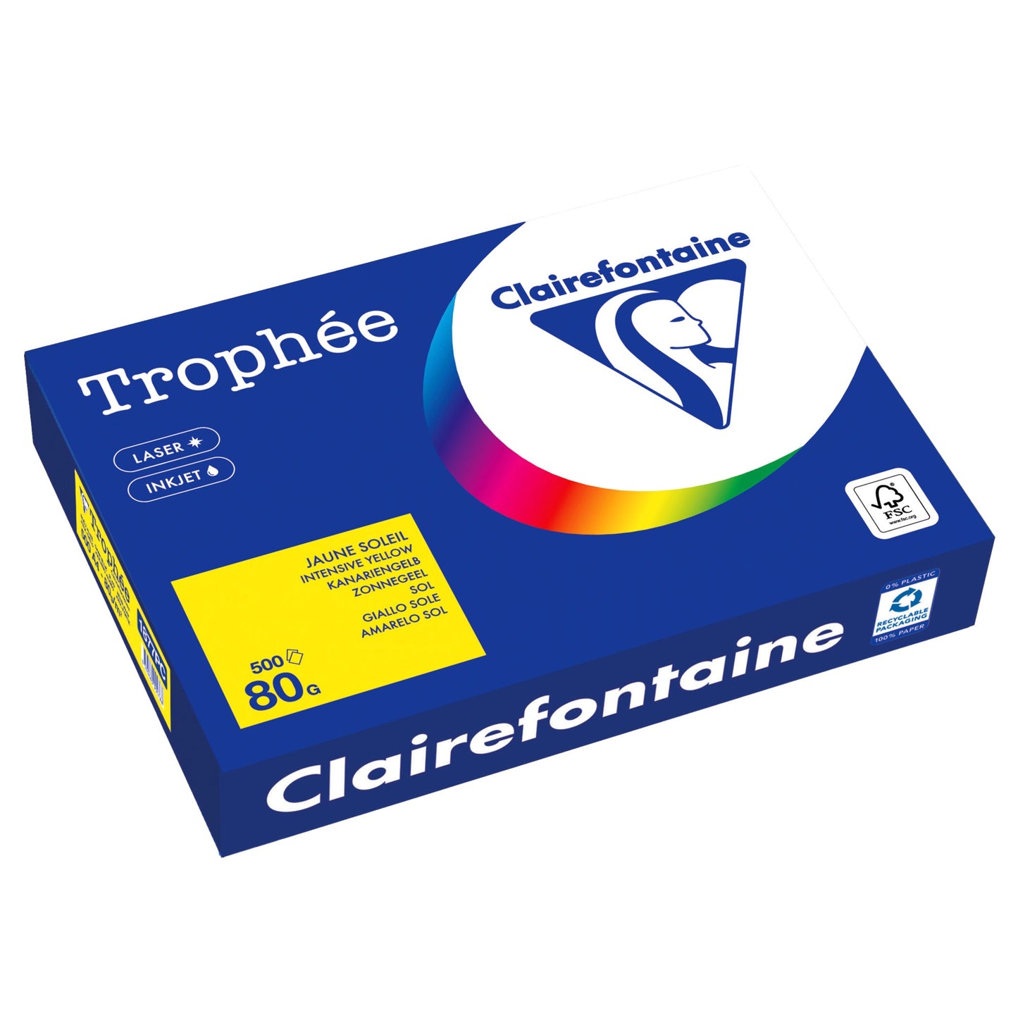 Clairefontaine Kopierpapier Trophée Color DIN A4 80g/m² elementar chlorfrei gebleicht, holzfrei kanariengelb 500 Bl./Pack.