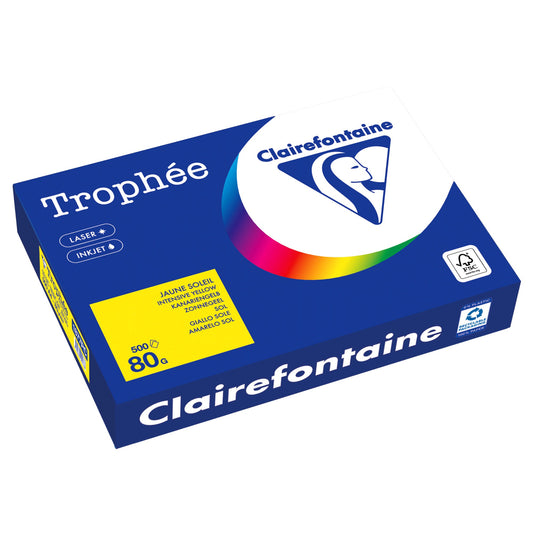 Clairefontaine Kopierpapier Trophée Color DIN A4 80g/m² elementar chlorfrei gebleicht, holzfrei kanariengelb 500 Bl./Pack.