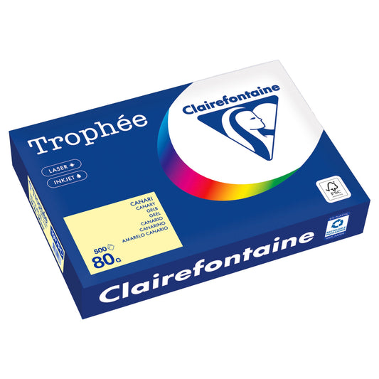 Clairefontaine Kopierpapier Trophée Color DIN A4 80g/m² elementar chlorfrei gebleicht, holzfrei gelb 500 Bl./Pack.