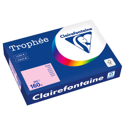 Clairefontaine Kopierpapier Trophée Color DIN A4 160g/m² elementar chlorfrei gebleicht, holzfrei rosa 250 Bl./Pack.