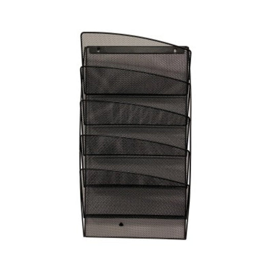 ALBA Prospekthalter Meshwall 32 x 68 x 10,5 cm (B x H x T) DIN A4 quer Stahl schwarz 5 Fächer