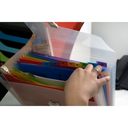 Exacompta Fächermappe Crystal DIN A4 inkl. bunte Indexstreifen Polypropylen transparent 13 Fächer