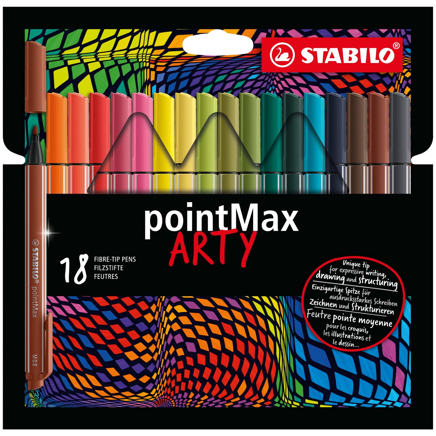 STABILO® Fasermaler pointMax ARTY 0,8mm farbig sportiert 24 St./Pack.