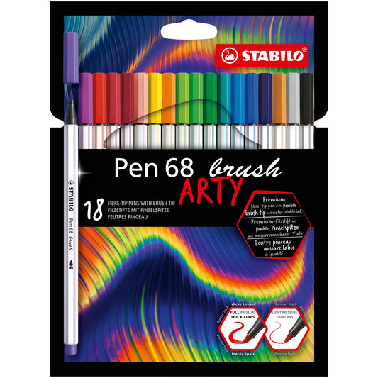 STABILO® Pinselstift Pen 68 ARTY farbig sortiert 18 St./Pack.