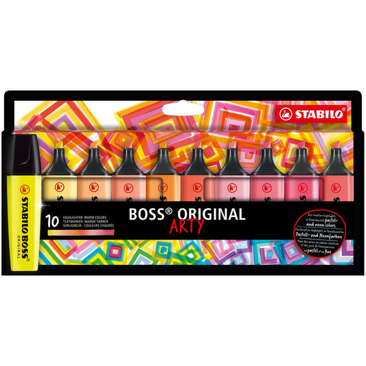 STABILO® Textmarker BOSS® ORIGINAL ARTY 2-5mm farbig sortiert Keilspitze 10 St./Pack.