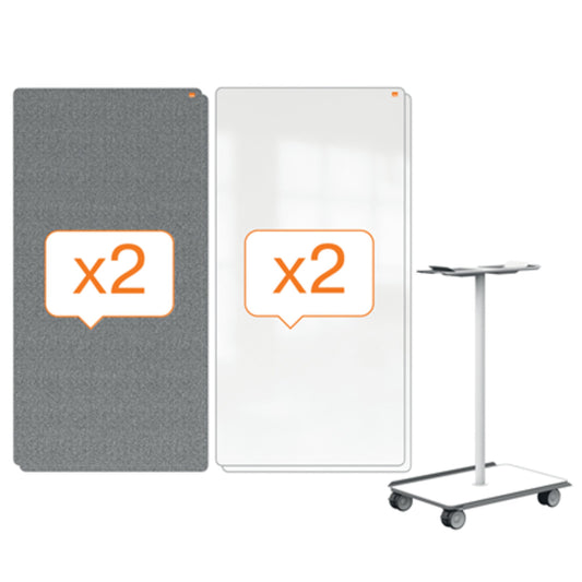 Nobo® Multifunktionstafel Move & Meet Vollsystem Stahl Material der Pinnfläche: Filz grau, weiß