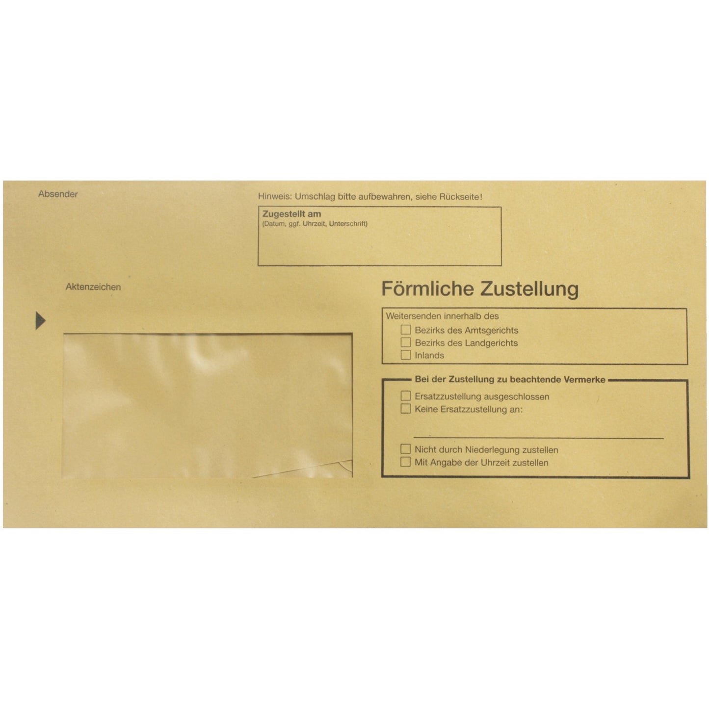 RNK Verlag Zustellungsumschlag DIN lang 220 x 110 mm (B x H) mit Fenster mit Haftklebung Papier, 100 % recycelt recyclinggelb Förmliche Zustellung