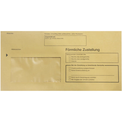 RNK Verlag Zustellungsumschlag DIN lang 220 x 110 mm (B x H) mit Fenster mit Haftklebung Papier, 100 % recycelt recyclinggelb Förmliche Zustellung