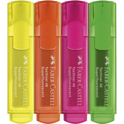 Faber-Castell Textmarker Textliner 46 Superfluorescent 1-5mm farbig sortiert Keilspitze 4 St./Pack.