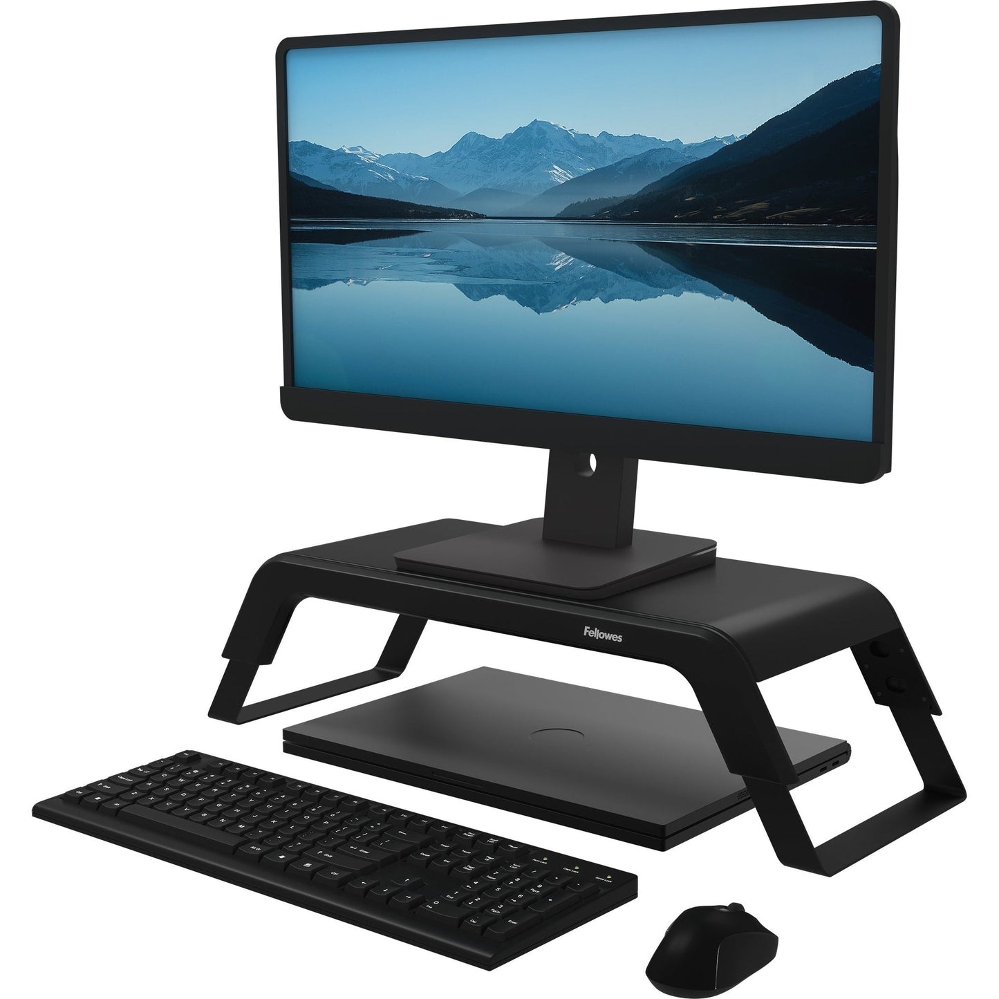 Fellowes® Monitorständer HanaT LT 56 x 10,2 x 22,2 cm (B x H x T) 22,6kg höhenverstellbar Stahl/Kunststoff schwarz