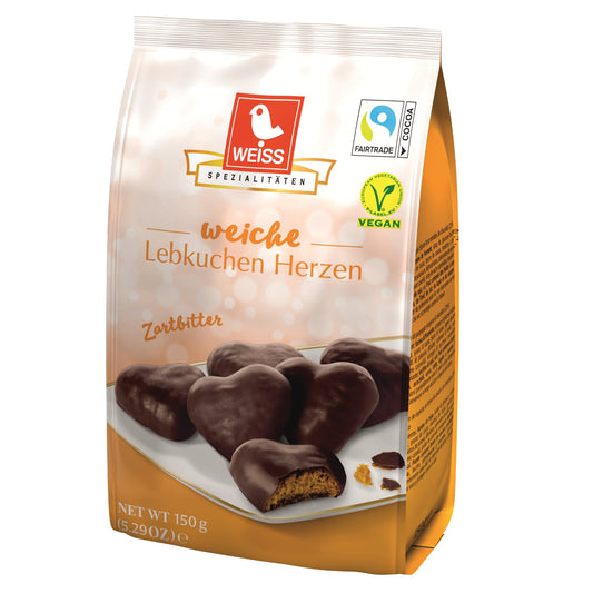 Gebäck Lebkuchen Herzen Zartbitter 150 g/Pack.