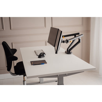 BakkerElkhuizen Monitorschwenkarm BE Flexible Dual 2 x 2-10kg Aluminium/Stahl/Kunststoff dunkelgrau/schwarz