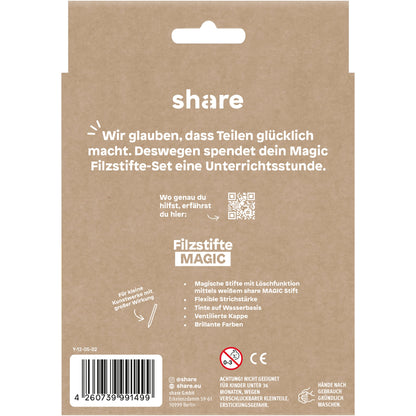 share Fasermaler Magic 2mm farbig sortiert auswaschbar inkl. Magic Marker mit Löschfunktion 10 St./Pack.