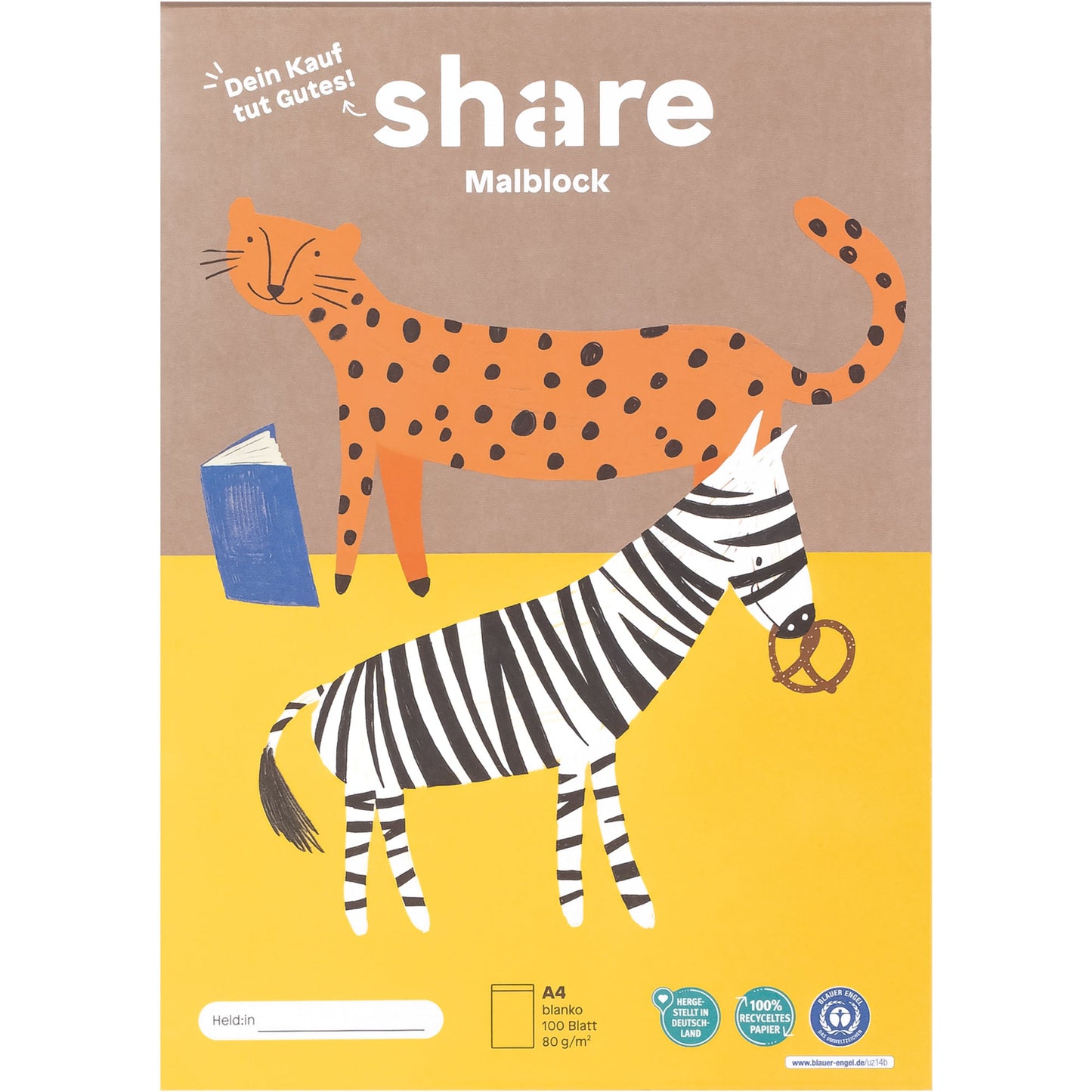 share Malblock DIN A4 80g/m² Leopard, Zebra 100 Bl.