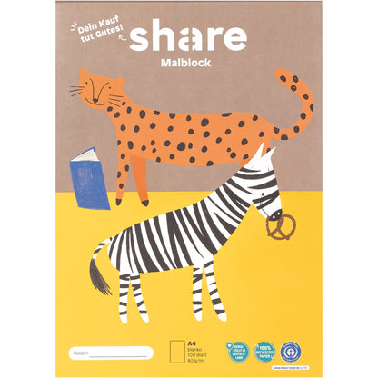 share Malblock DIN A4 80g/m² Leopard, Zebra 100 Bl.