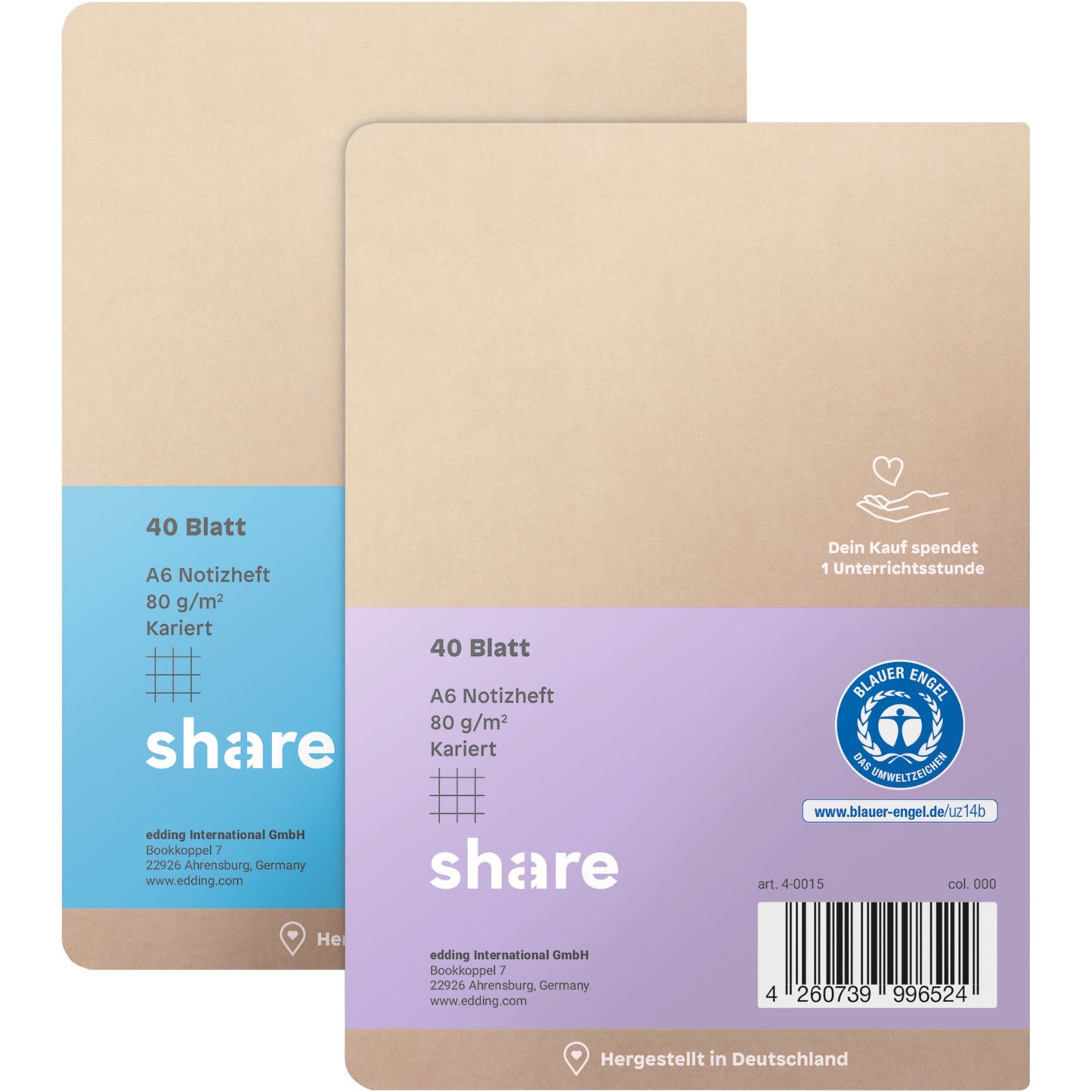share Notizheft DIN A6 kariert 40 Bl.