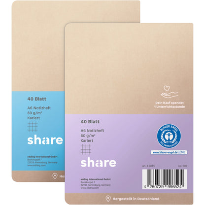 share Notizheft DIN A6 kariert 40 Bl.