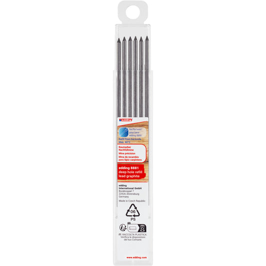 edding Nachfüllmine Tieflochmarker e-8881 1-3mm graphit Rundspitze 6 St./Pack.