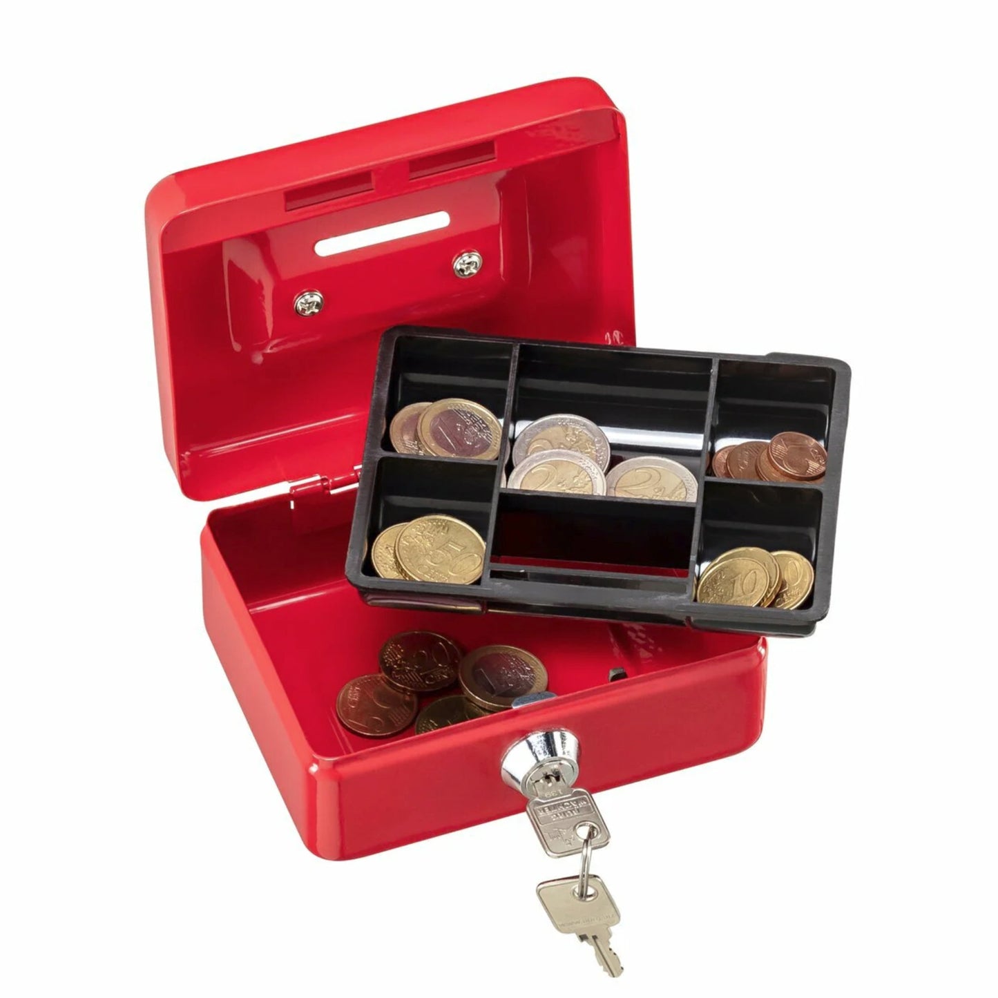 BURG-WÄCHTER Geldkassette Money 5012 12,5 x 6 x 9,5 cm (B x H x T) 5 Fächer für Hartgeld mit Schloss Stahl rot