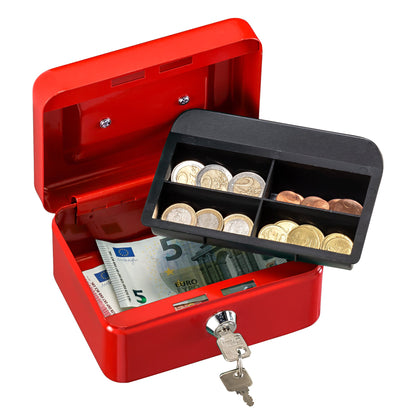 BURG-WÄCHTER Geldkassette Money 5015 15,2 x 8 x 11,5 cm (B x H x T) 1 Fach für Banknoten 4 Fächer für Hartgeld mit Schloss Stahl rot