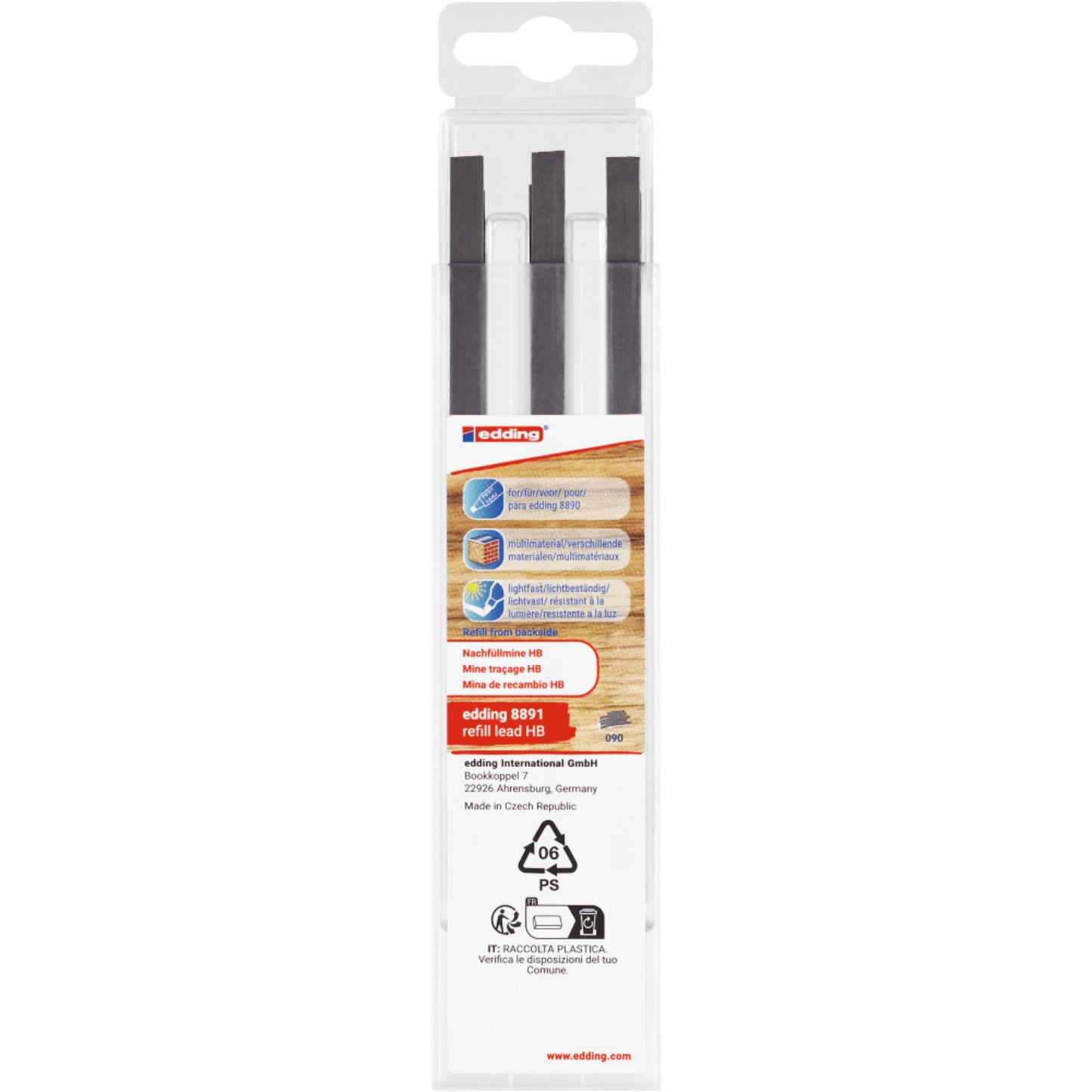 edding Nachfüllmine Zimmermannbleistift 8891 edding Zimmermannbleistift e-8890 2-5mm HB 6 St./Pack.
