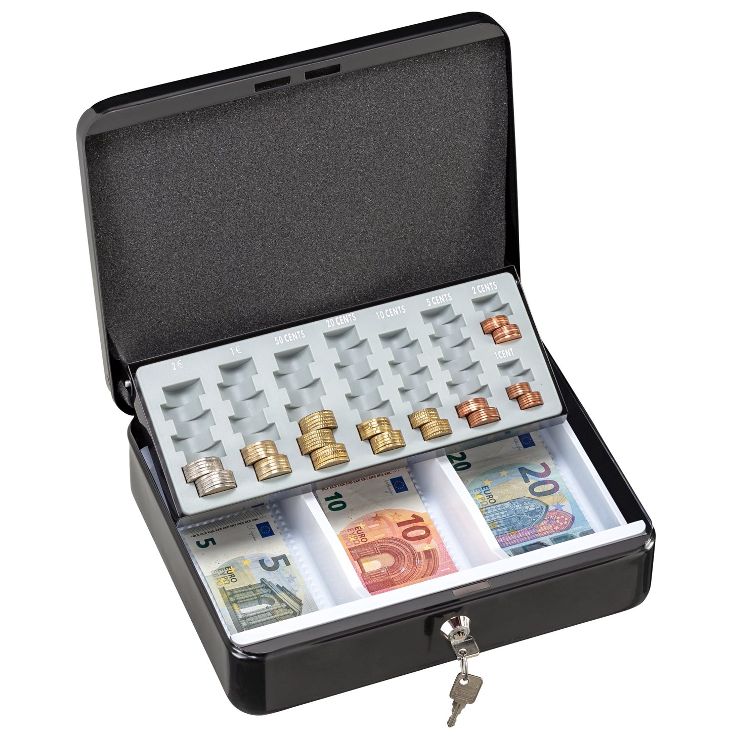 BURG-WÄCHTER Geldkassette ZK MONEY 5030 30 x 9 x 24 cm (B x H x T) 3 Fächer für Banknoten 8 Fächer für Hartgeld mit Schloss Stahl schwarz