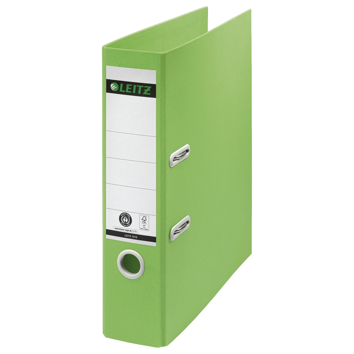 Leitz Ordner Recycle 80mm DIN A4 Rückenschild: geklebt mit Schlitzen Werkstoff: Karton, 100 % recycelt grün