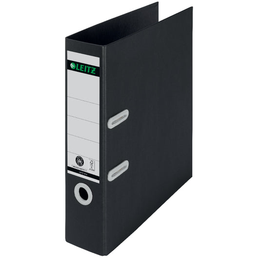 Leitz Ordner Recycle 80mm DIN A4 Rückenschild: geklebt mit Schlitzen Werkstoff: Karton, 100 % recycelt schwarz