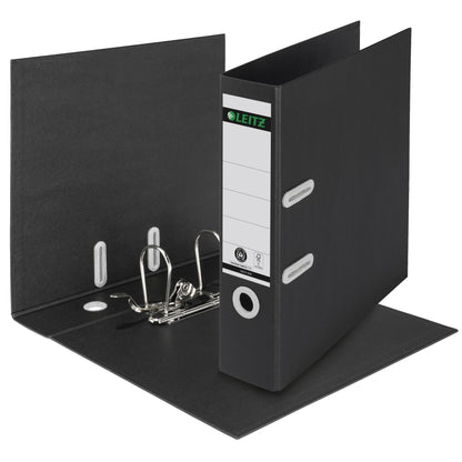 Leitz Ordner Recycle 80mm DIN A4 Rückenschild: geklebt mit Schlitzen Werkstoff: Karton, 100 % recycelt schwarz