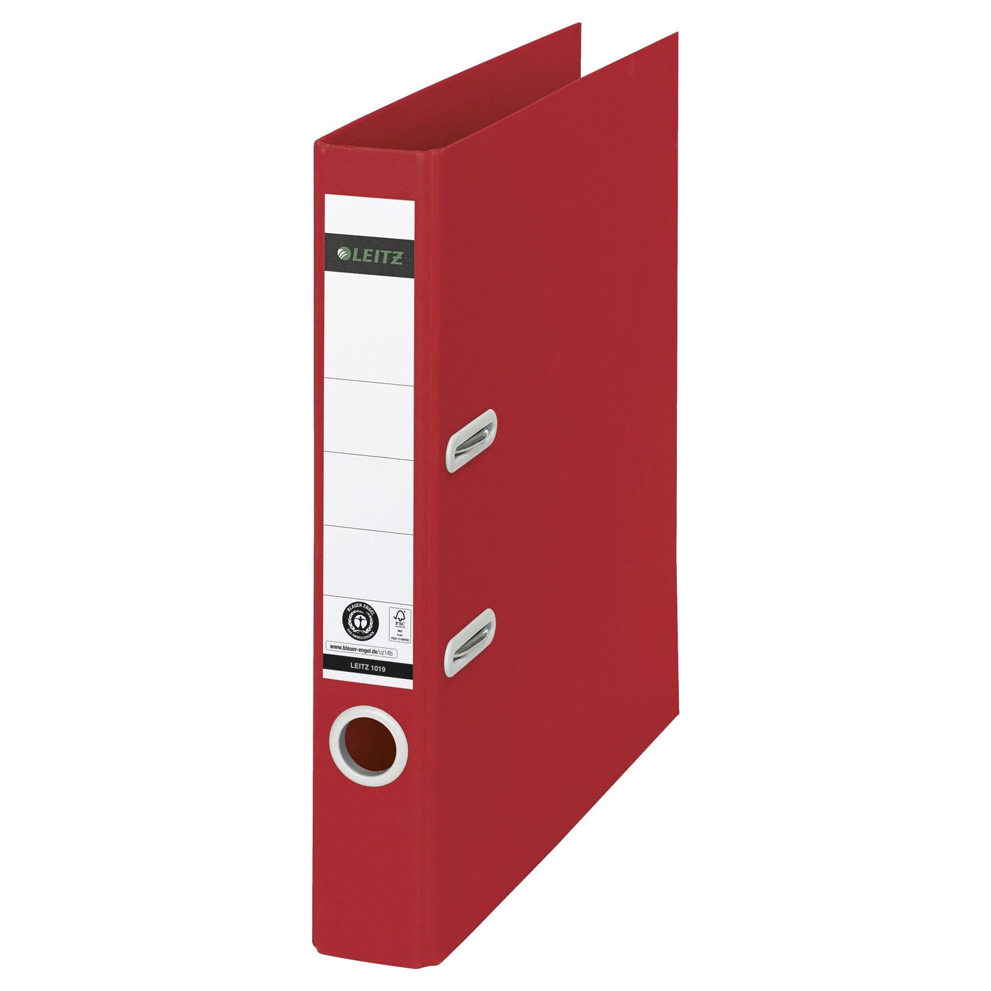 Leitz Ordner Recycle 50mm DIN A4 Rückenschild: geklebt mit Schlitzen Werkstoff: Karton, 100 % recycelt rot