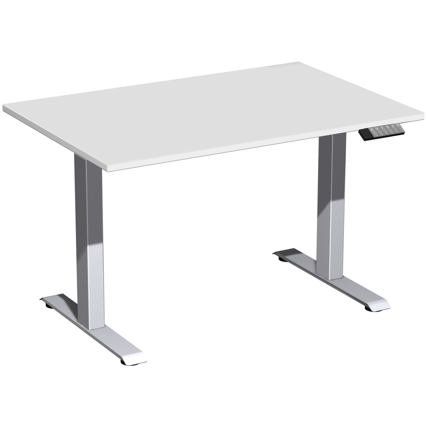 Geramöbel Schreibtisch Elevate Basic Maße: 1.200 x 730-1.230 x 800 mm (B x H x T) Dreischicht-Feinspan, melaminharzbeschichtet lichtgrau