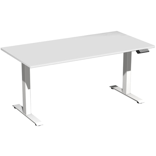 Geramöbel Schreibtisch Elevate Plus Maße: 1.600 x 630-1.280 x 800 mm (B x H x T) Dreischicht-Feinspan, melaminharzbeschichtet lichtgrau