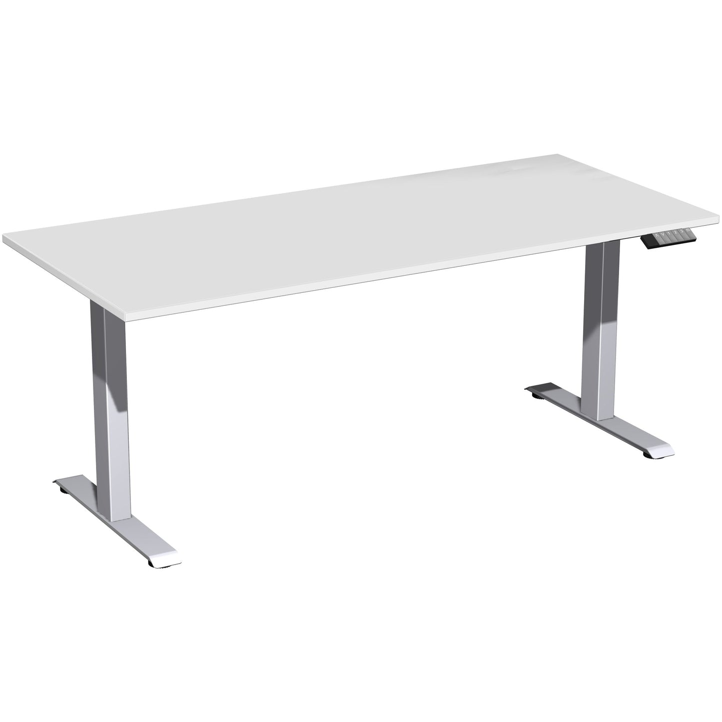 Geramöbel Schreibtisch Elevate Basic Maße: 1.800 x 730-1.230 x 800 mm (B x H x T) Dreischicht-Feinspan, melaminharzbeschichtet lichtgrau