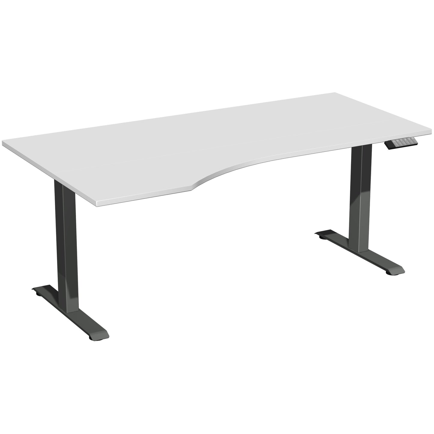 Geramöbel Schreibtisch Elevate Basic Maße: 1.800 x 730-1.230 x 1.000 mm (B x H x T) Dreischicht-Feinspan, melaminharzbeschichtet lichtgrau