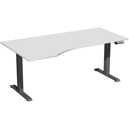 Geramöbel Schreibtisch Elevate Basic Maße: 1.800 x 730-1.230 x 1.000 mm (B x H x T) Dreischicht-Feinspan, melaminharzbeschichtet lichtgrau