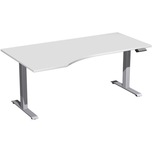 Geramöbel Schreibtisch Elevate Plus Maße: 1.800 x 630-1.280 x 1.000 mm (B x H x T) Dreischicht-Feinspan, melaminharzbeschichtet lichtgrau