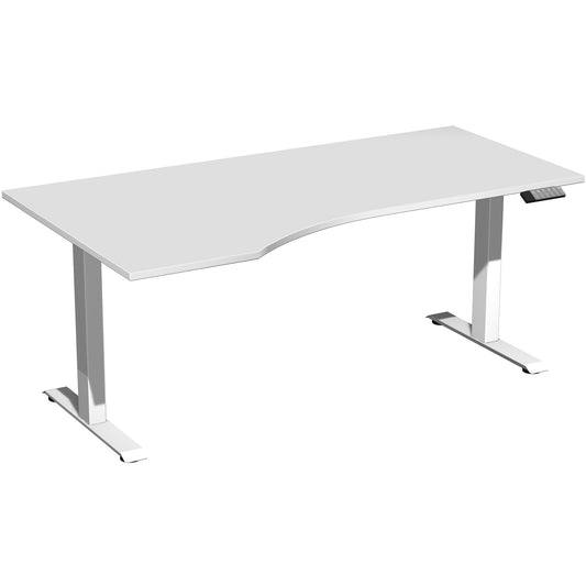 Geramöbel Schreibtisch Elevate Plus Maße: 1.800 x 630-1.280 x 1.000 mm (B x H x T) Dreischicht-Feinspan, melaminharzbeschichtet lichtgrau